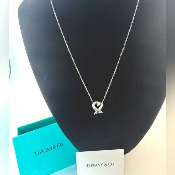 Tiffany & Co. Elsa Peretti Small Open Heart Necklace Sterling Silver 15mm W Box - Picture 1 of 13